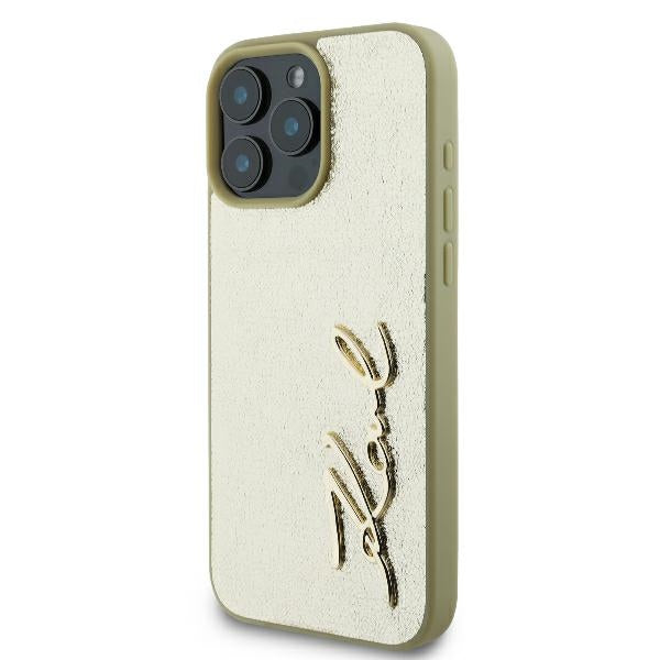 Case for Apple iPhone 16 Pro, Karl Lagerfeld, Metal Signature, Gold