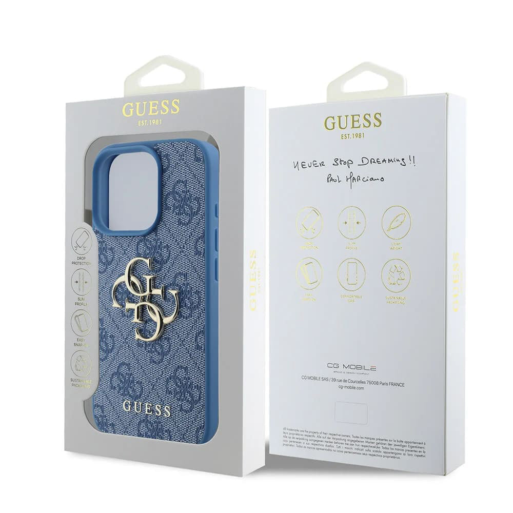 Funda para Apple iPhone 16 Pro Max, Guess, 4G Big Logo, Azul.