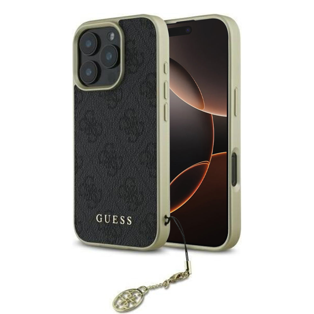 Funda para Apple iPhone 16 Pro Max, Guess, 4G Charm, Negra