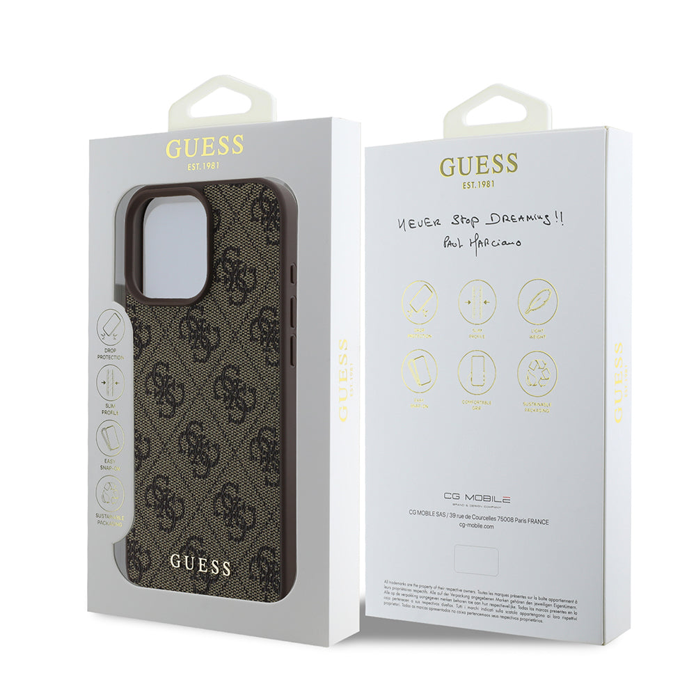 Funda para Apple iPhone 16 Pro Max, Guess, 4G Classic, Marrón