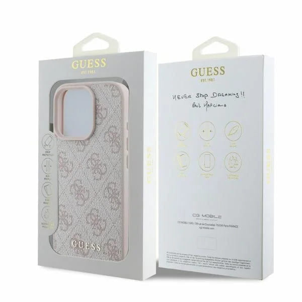 Funda para Apple iPhone 16 Pro Max, Guess, 4G Classic, Rosa