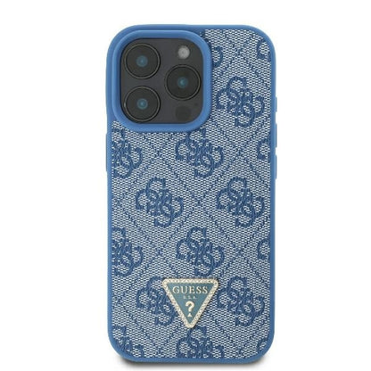Funda para Apple iPhone 16 Pro Max, Guess, Crossbody 4G Triangle Strass, Azul