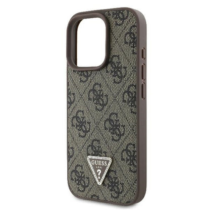 Funda para Apple iPhone 16 Pro Max, Guess, Crossbody 4G Triangle Strass, Marrón.
