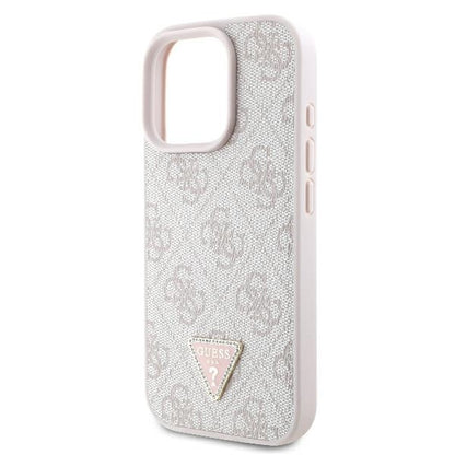 Funda para Apple iPhone 16 Pro Max, Guess, Crossbody 4G Triangle Strass, Rosa.