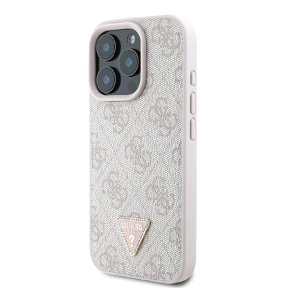Funda para Apple iPhone 16 Pro Max, Guess, Crossbody 4G Triangle Strass, Rosa.