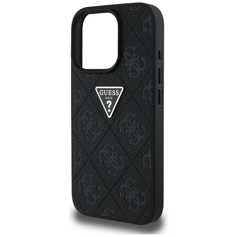 Funda para Apple iPhone 16 Pro Max, Guess, Hot Stamp 4G Pattern Triangle Logo, Negra