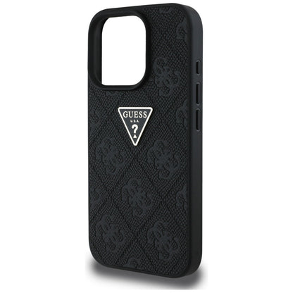 Funda para Apple iPhone 16 Pro Max, Guess, Hot Stamp 4G Pattern Triangle Logo, Negra