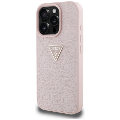 Funda para Apple iPhone 16 Pro Max, Guess, Hot Stamp 4G Pattern Triangle Logo, Rosa