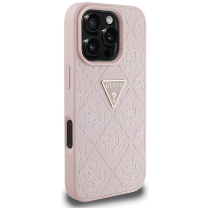 Funda para Apple iPhone 16 Pro Max, Guess, Hot Stamp 4G Pattern Triangle Logo, Rosa