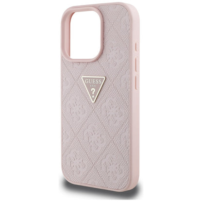 Funda para Apple iPhone 16 Pro Max, Guess, Hot Stamp 4G Pattern Triangle Logo, Rosa