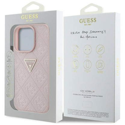 Funda para Apple iPhone 16 Pro Max, Guess, Hot Stamp 4G Pattern Triangle Logo, Rosa