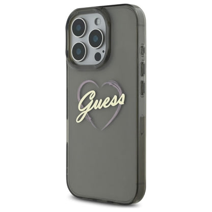 Funda para Apple iPhone 16 Pro Max, Guess, IML Heart, Negra