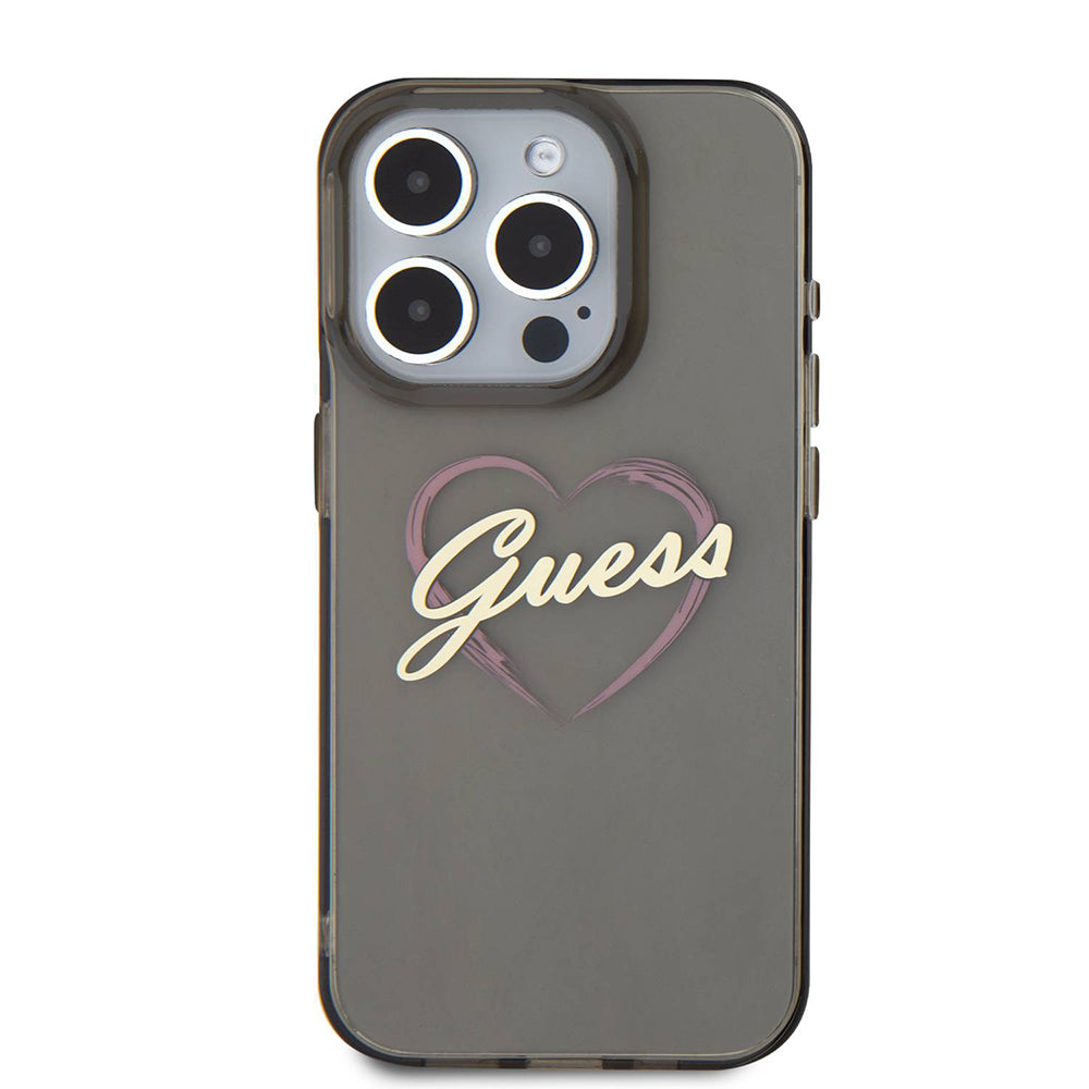 Funda para Apple iPhone 16 Pro Max, Guess, IML Heart, Negra