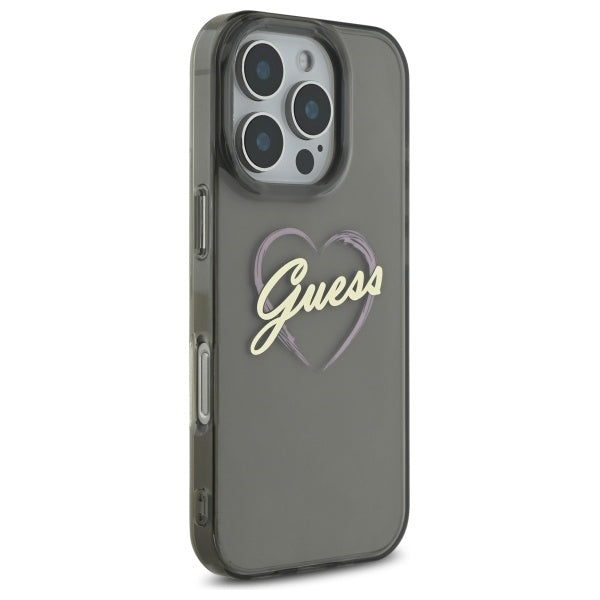 Funda para Apple iPhone 16 Pro Max, Guess, IML Heart, Negra