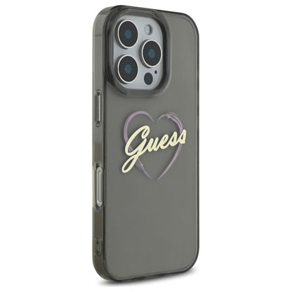 Funda para Apple iPhone 16 Pro Max, Guess, IML Heart, Negra