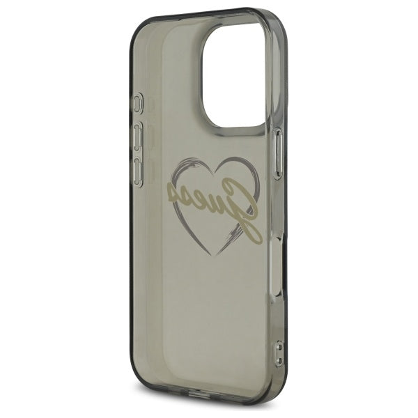 Funda para Apple iPhone 16 Pro Max, Guess, IML Heart, Negra