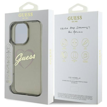 Funda para Apple iPhone 16 Pro Max, Guess, IML Heart, Negra
