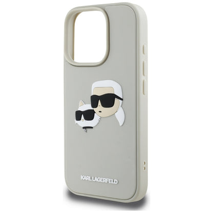 Funda para Apple iPhone 16 Pro Max, Karl Lagerfeld, 3D Rubber Karl & Choupette, Beige