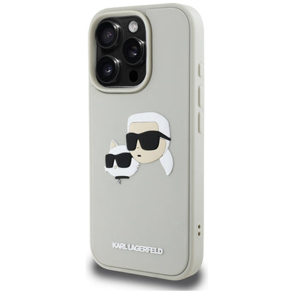 Funda para Apple iPhone 16 Pro Max, Karl Lagerfeld, 3D Rubber Karl & Choupette, Beige