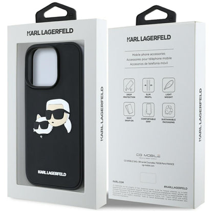 Case for Apple iPhone 16 Pro Max, Karl Lagerfeld, 3D Rubber Karl & Choupette, Black