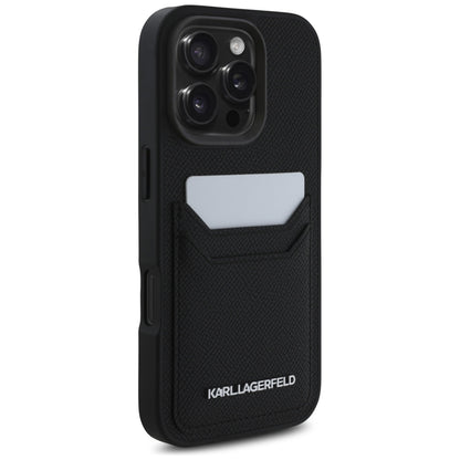 Funda para Apple iPhone 16 Pro Max, Karl Lagerfeld, Grained Cardslots, Negra