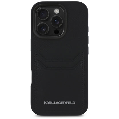 Funda para Apple iPhone 16 Pro Max, Karl Lagerfeld, Grained Cardslots, Negra