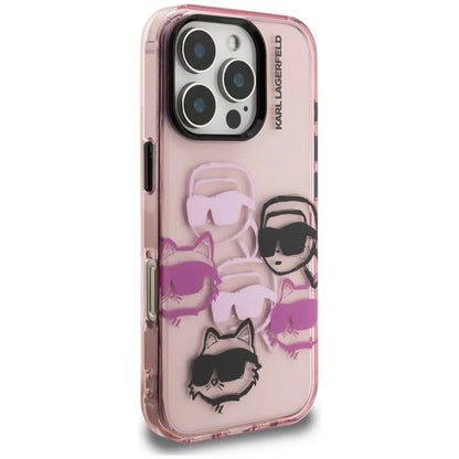 Funda para Apple iPhone 16 Pro Max, Karl Lagerfeld, IML Luxury Multi Head Pattern, Rosa