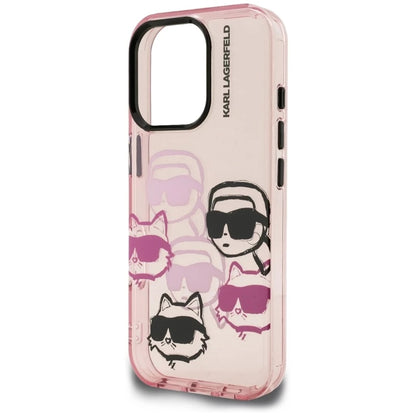 Funda para Apple iPhone 16 Pro Max, Karl Lagerfeld, IML Luxury Multi Head Pattern, Rosa