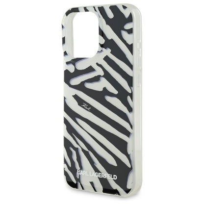 Funda para Apple iPhone 16 Pro Max, Karl Lagerfeld, IML Luxury Zebra Pattern with Strap, Negra