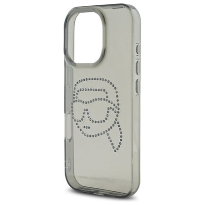 Funda para Apple iPhone 16 Pro Max, Karl Lagerfeld, IML Rhinestones Karl's Head, Negra