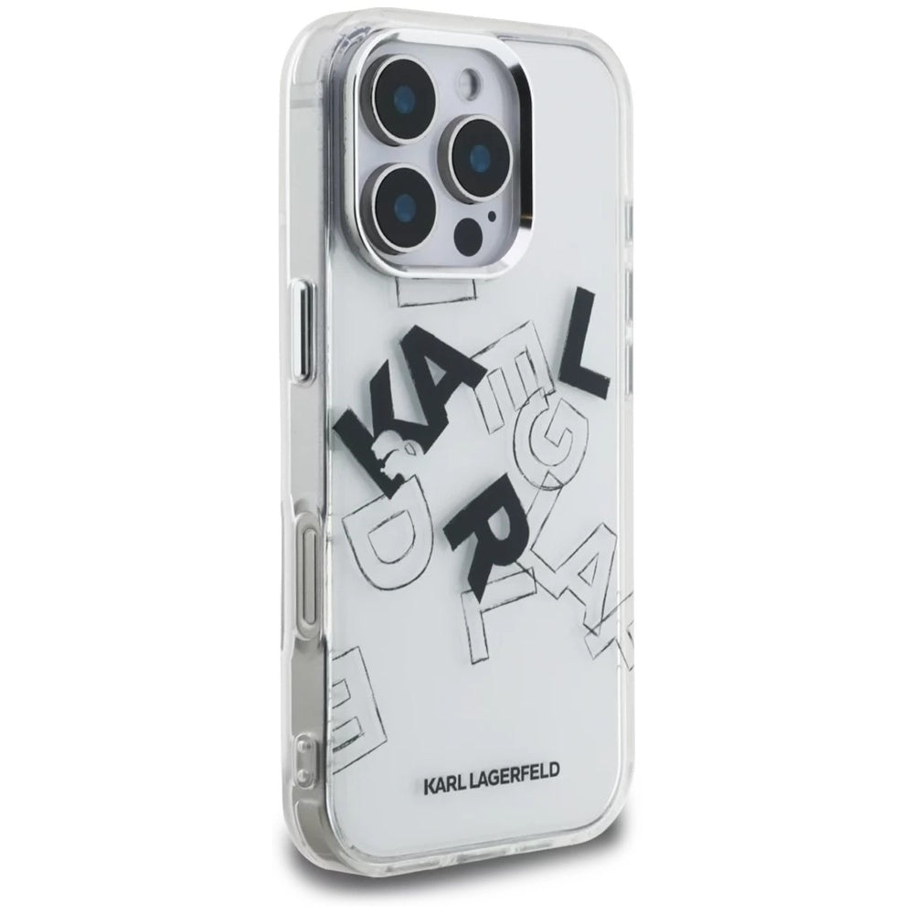 Funda para Apple iPhone 16 Pro Max, Karl Lagerfeld, IML Sketched Graphic Logo, Transparente