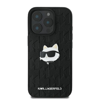 Case for Apple iPhone 16 Pro Max, Karl Lagerfeld, Monogram Choupette's Head, Black