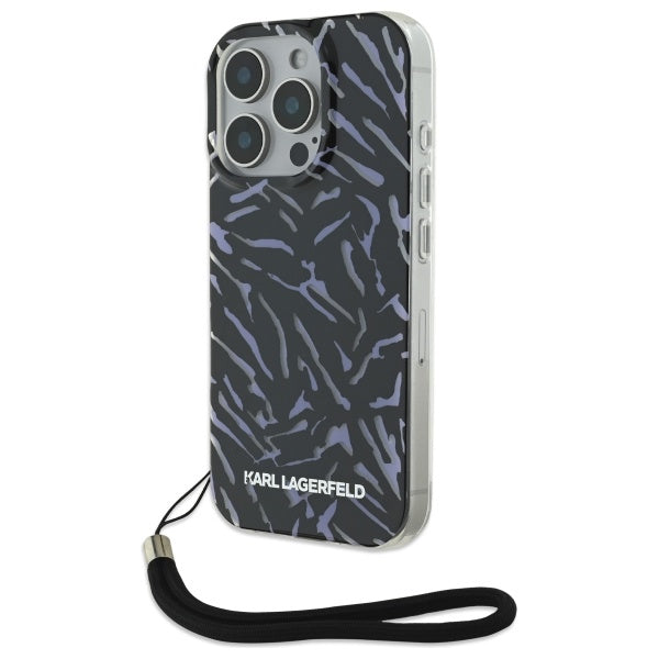 Funda para Apple iPhone 16 Pro Max, Karl Lagerfeld, Zebra with Cord Strap, Morado