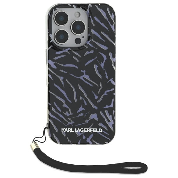Funda para Apple iPhone 16 Pro Max, Karl Lagerfeld, Zebra with Cord Strap, Morado