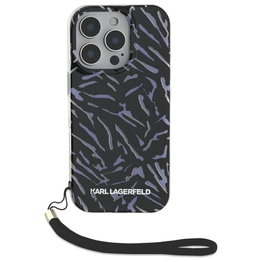Funda para Apple iPhone 16 Pro Max, Karl Lagerfeld, Zebra with Cord Strap, Morado