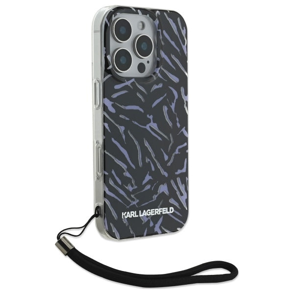 Funda para Apple iPhone 16 Pro Max, Karl Lagerfeld, Zebra with Cord Strap, Morado