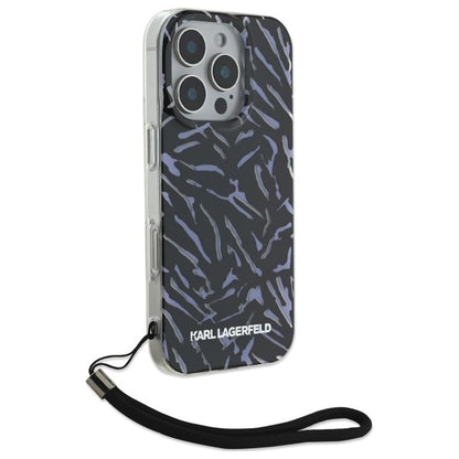 Funda para Apple iPhone 16 Pro Max, Karl Lagerfeld, Zebra with Cord Strap, Morado