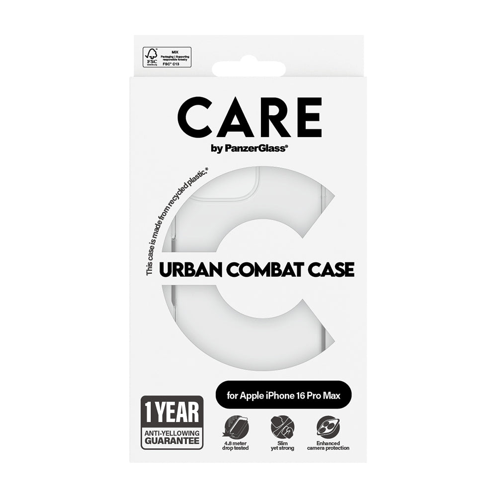 Funda para Apple iPhone 16 Pro, PanzerGlass, Care Urban Combat, Transparente