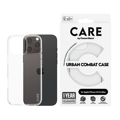 Funda para Apple iPhone 16 Pro, PanzerGlass, Care Urban Combat, Transparente