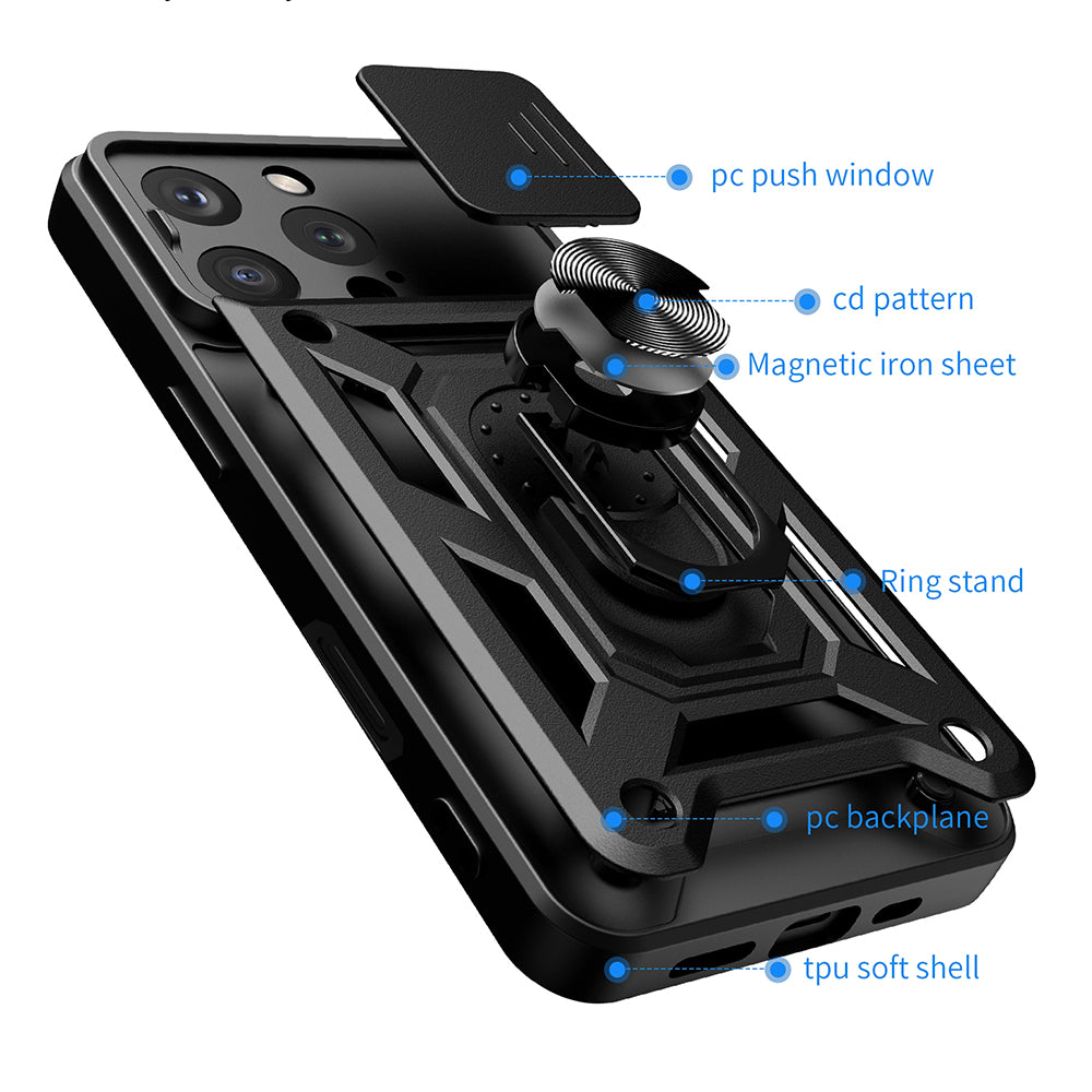 Funda para Apple iPhone 16 Pro, Techsuit, CamShield, Negra