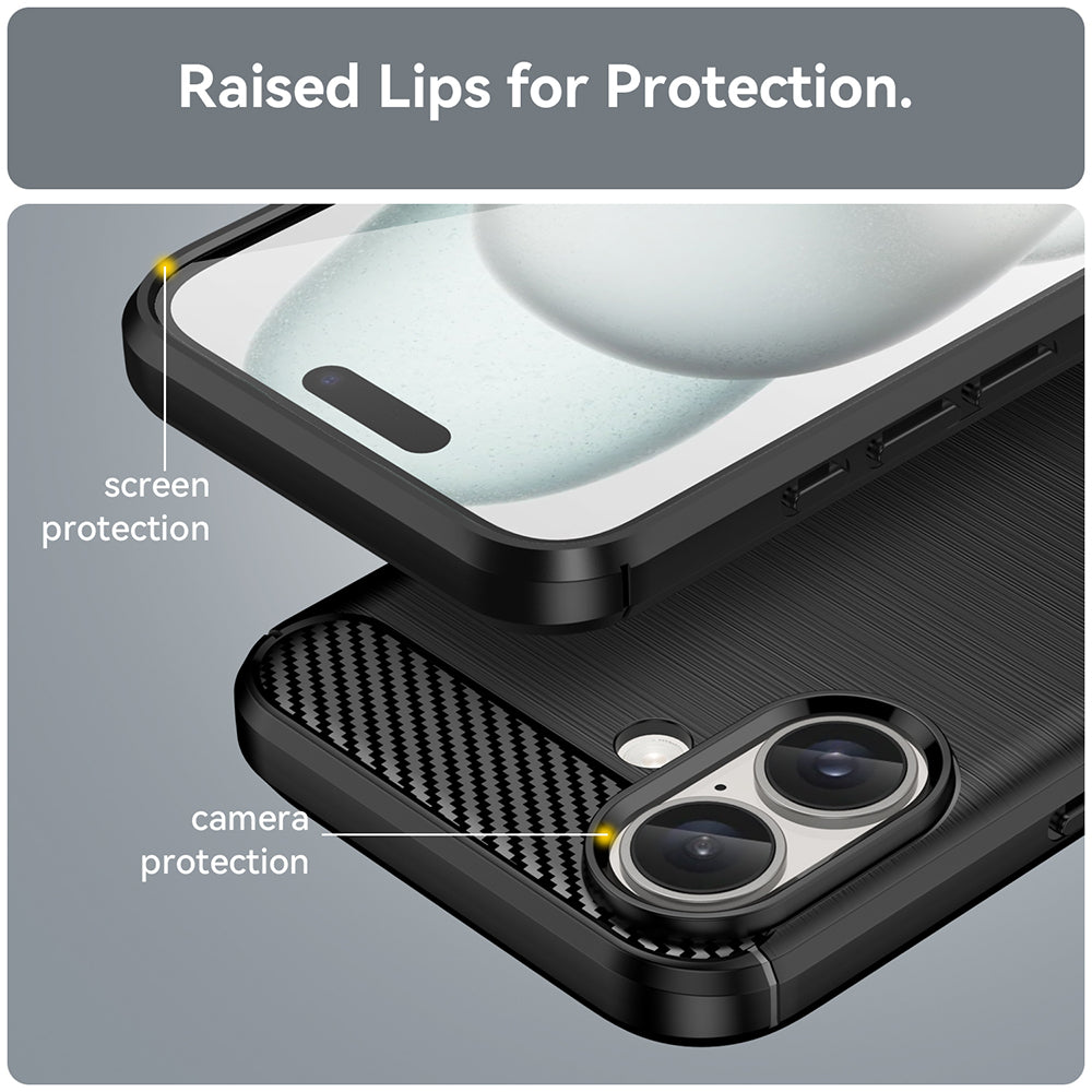 Funda para Apple iPhone 16, Techsuit, Carbono, Negra