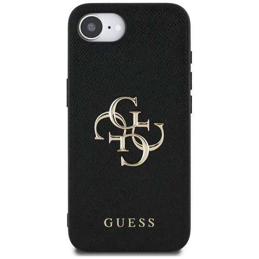 Funda para Apple iPhone 16e, Guess, 4G Grained Big and Classic Logo, Negra