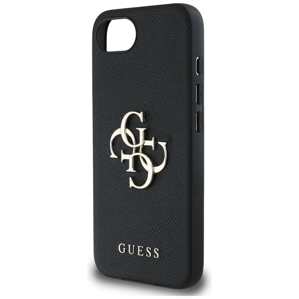 Case for Apple iPhone 16e, Guess, 4G Grained Big and Classic Logo, Black