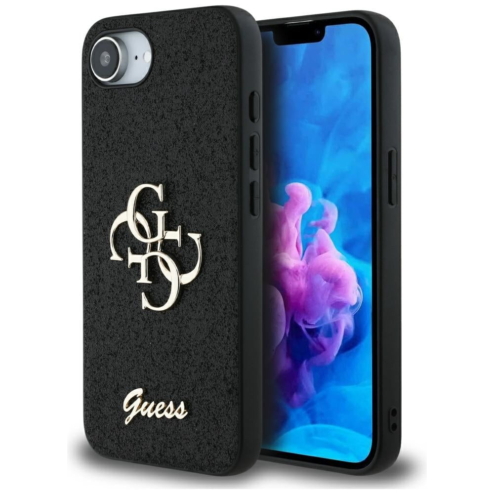 Funda para Apple iPhone 16e, Guess, Fixed Glitter Big 4G, Negra