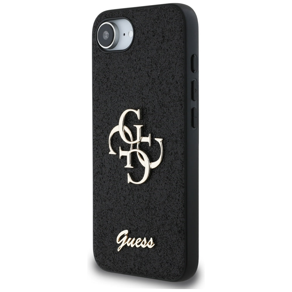 Funda para Apple iPhone 16e, Guess, Fixed Glitter Big 4G, Negra