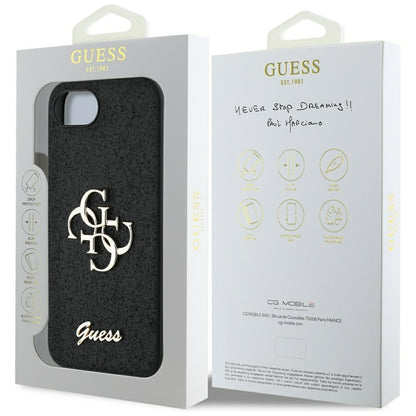 Funda para Apple iPhone 16e, Guess, Fixed Glitter Big 4G, Negra