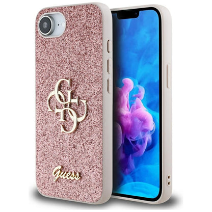 Funda para Apple iPhone 16e, Guess, Fixed Glitter Big 4G, Rosa.