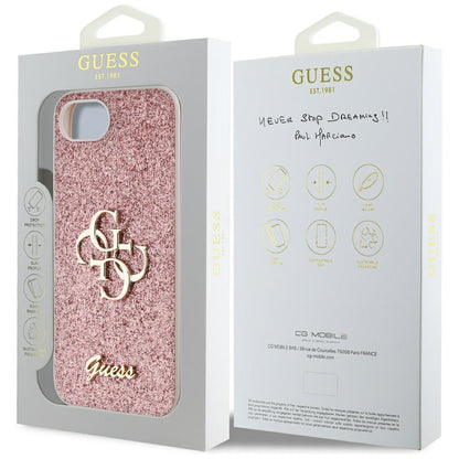 Funda para Apple iPhone 16e, Guess, Fixed Glitter Big 4G, Rosa.