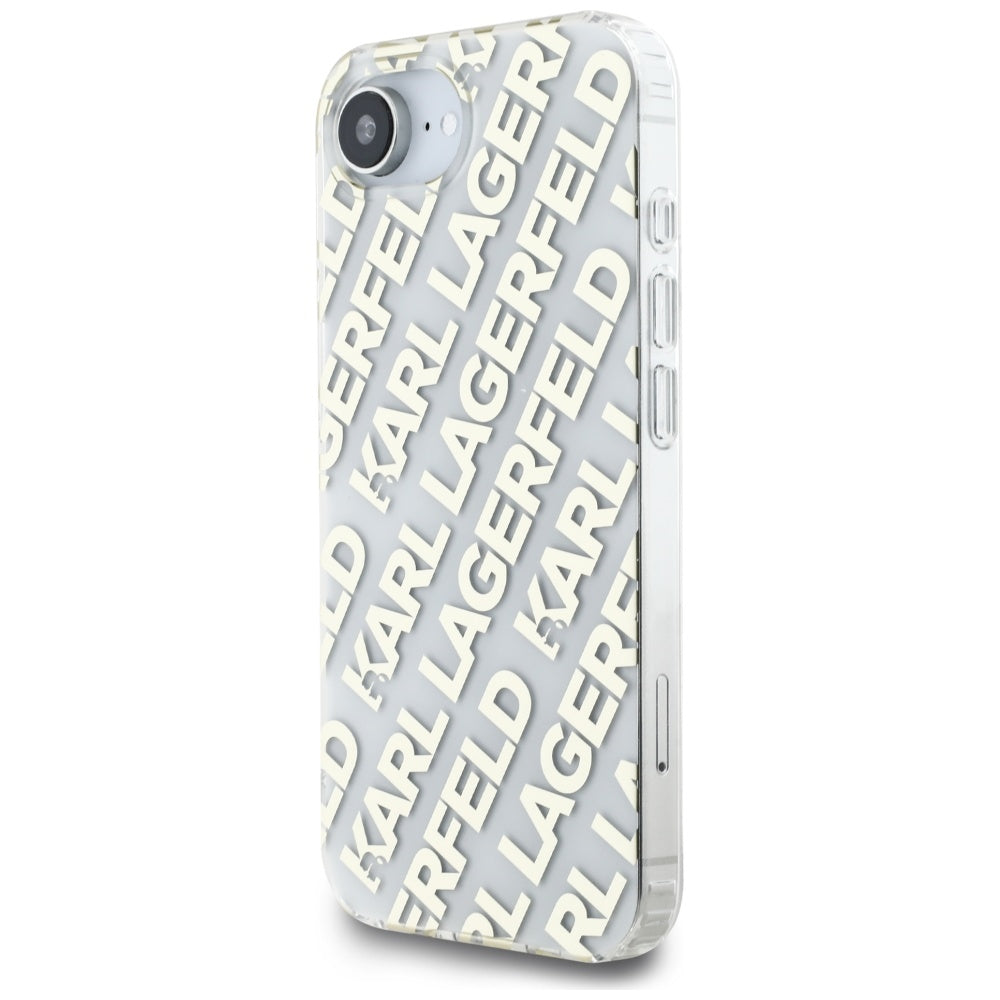 Funda para Apple iPhone 16e, Karl Lagerfeld, IML Luxury Gold Fullover Logo, Dorada