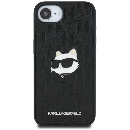 Funda para Apple iPhone 16e, Karl Lagerfeld, Monograma Cabeza de Choupette, Negra